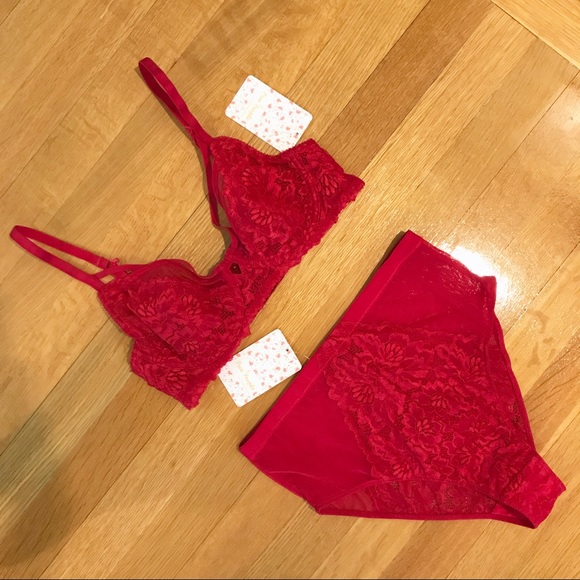 Free People Other - NEW Free People Golden Coast red bra lingerie set